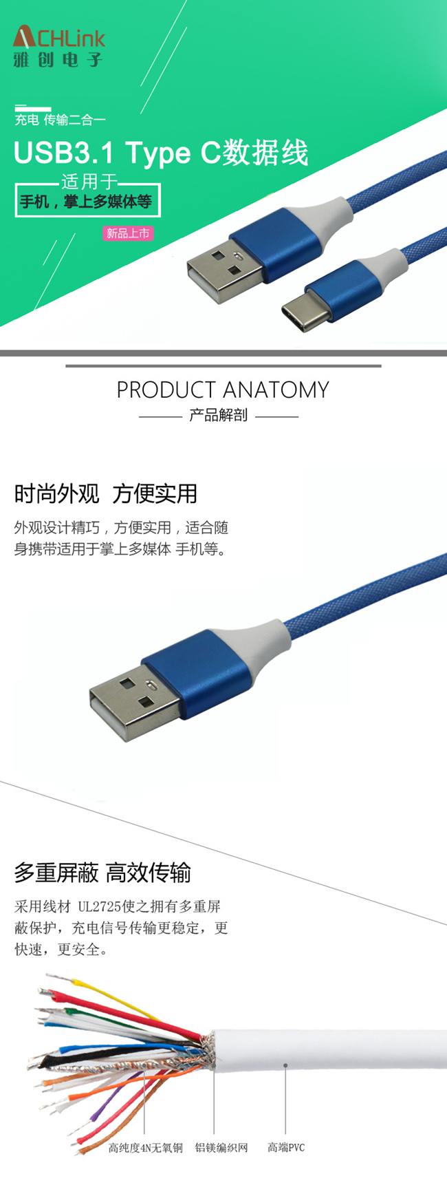 USB3.1 <a href='/product/' class='keys' title='点击查看关于Type C数据线的相关信息' target='_blank'>Type C数据线</a>